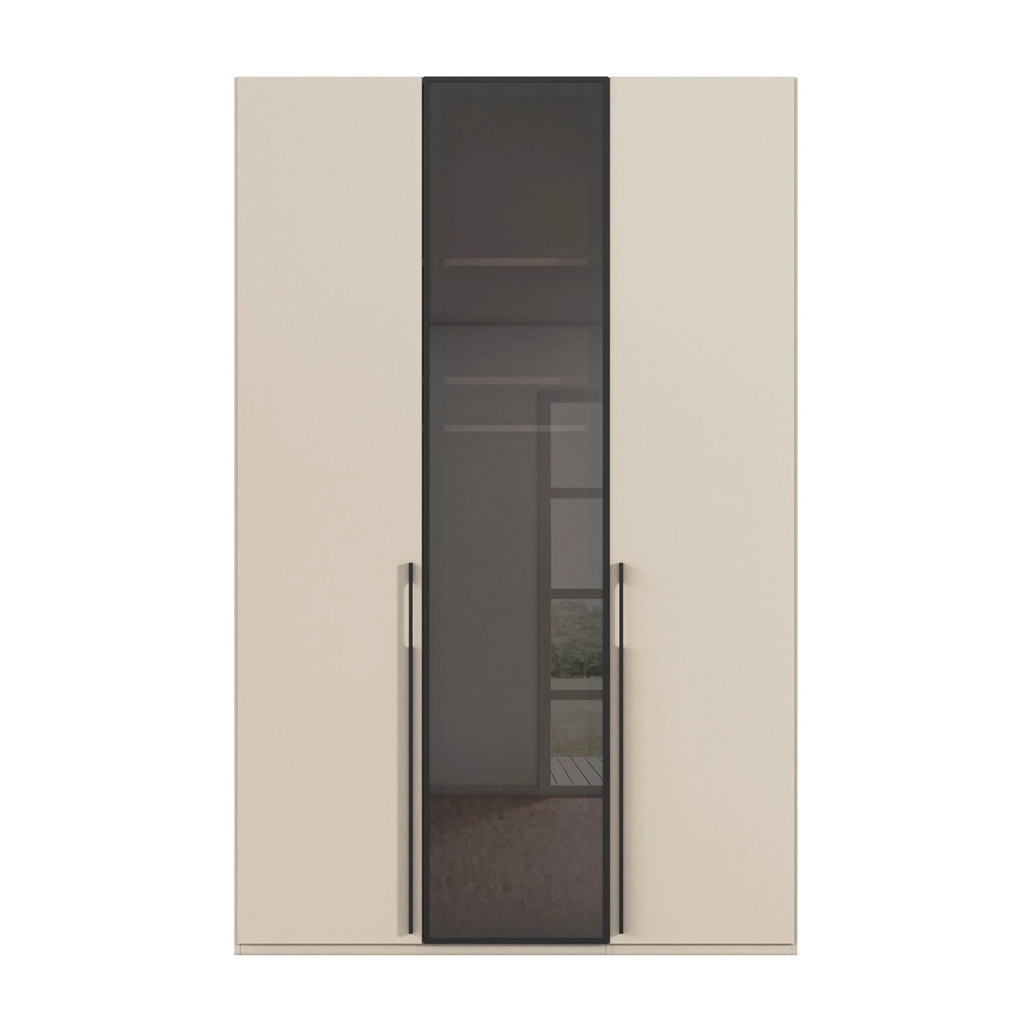 Rauch Kacey Champagne 3 door wardrobe with dark grey glass centre door