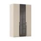 Modern German wardrobe in champagne finish with tinted glass door