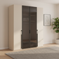 Shop the Rauch Kacey Champagne 4 Door Wardrobe with glass centre doors, black handles, free assembly and 10-year warranty. Width 201cm Height 223cm
