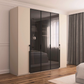 Rauch Kacey Champagne 5 Door Wardrobe With Glass Centre Doors – 251cm
