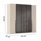 Rauch Kacey Champagne 5 Door Wardrobe With Glass Centre Doors – 251cm
