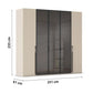 Rauch Kacey Champagne 5 Door Wardrobe With Glass Centre Doors – 251cm