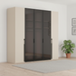 Rauch Kacey Champagne 5 Door Wardrobe With Glass Centre Doors – 251cm
