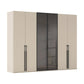 Rauch Kacey Champagne 6 Door Wardrobe With Glass Centre Doors – 301cm