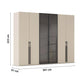 Rauch Kacey Champagne 6 Door Wardrobe With Glass Centre Doors – 301cm