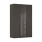 Rauch Kacey 151cm 3 door wardrobe with dark grey glass centre door and Graphite side Doors
