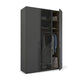 Modern Rauch Kacey wardrobe with smoked glass middle panel and metal handles Width 151cm Height 223cm