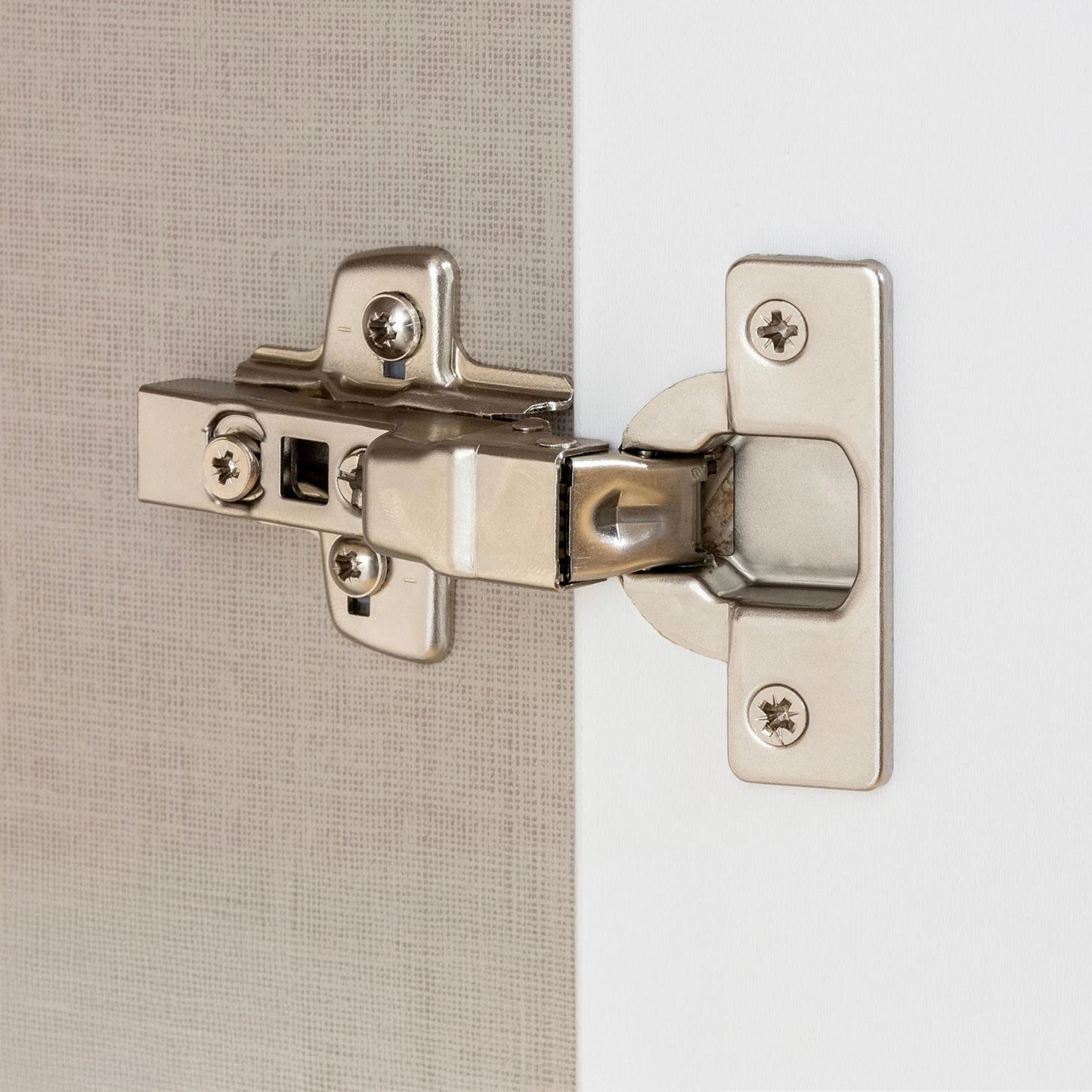 Close-up of a metallic door hinge on a Rauch Kacey wardrobe 