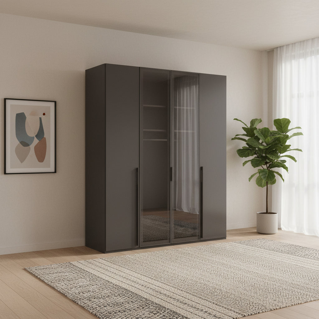 Rauch Kacey 201cm 4 Door Wardrobe 2 Transparent Glass Doors
