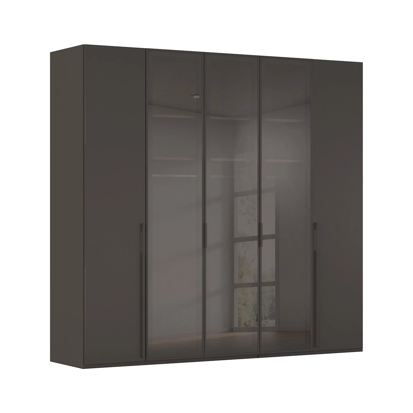 Kacey 251cm 5 Door Wardrobe 3 Glass Doors