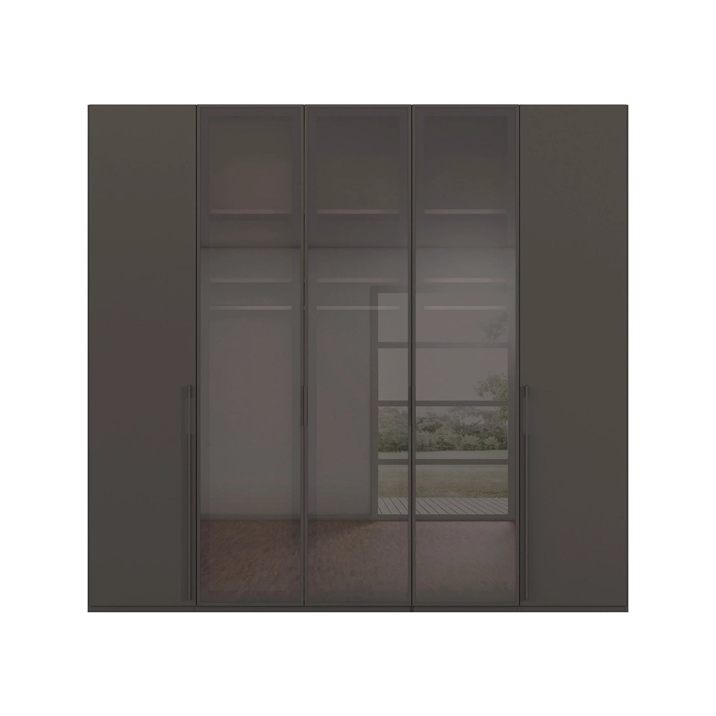 Kacey 251cm 5 Door Wardrobe 3 Glass Doors