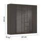 Kacey 251cm 5 Door Wardrobe 3 Glass Doors