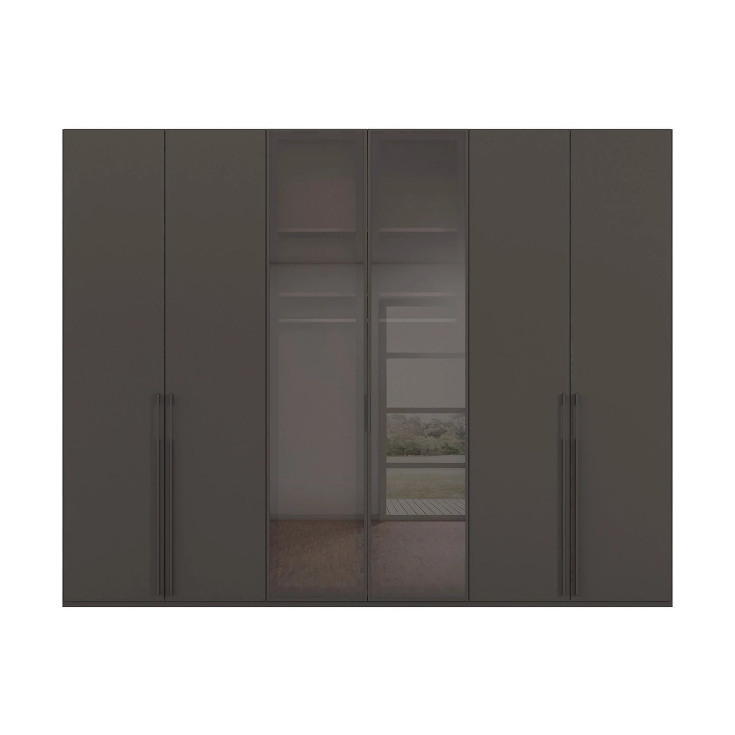 Rauch Kacey 301cm Transparent Glass  6 Door Wardrobe