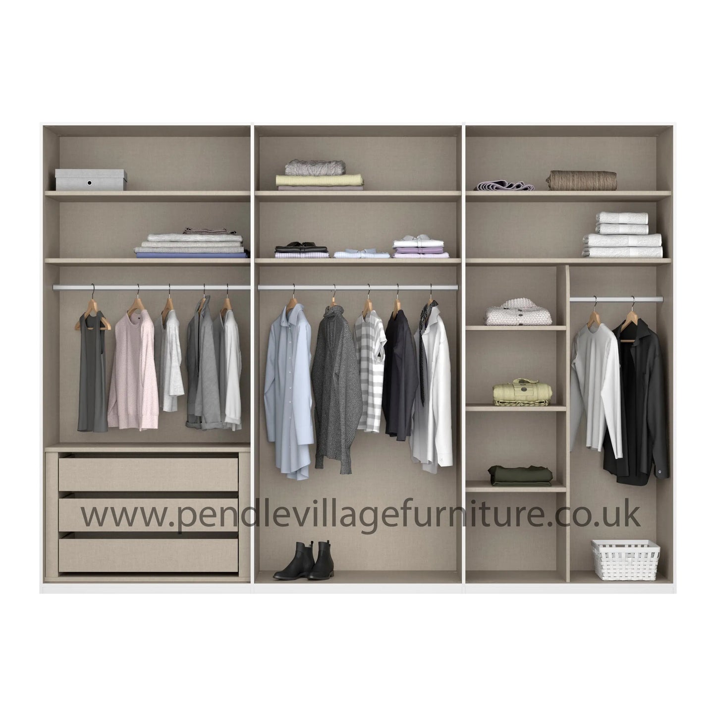 Rauch Kacey Pure Silk Grey 6 Door Large Wardrobe - Premium Interior 