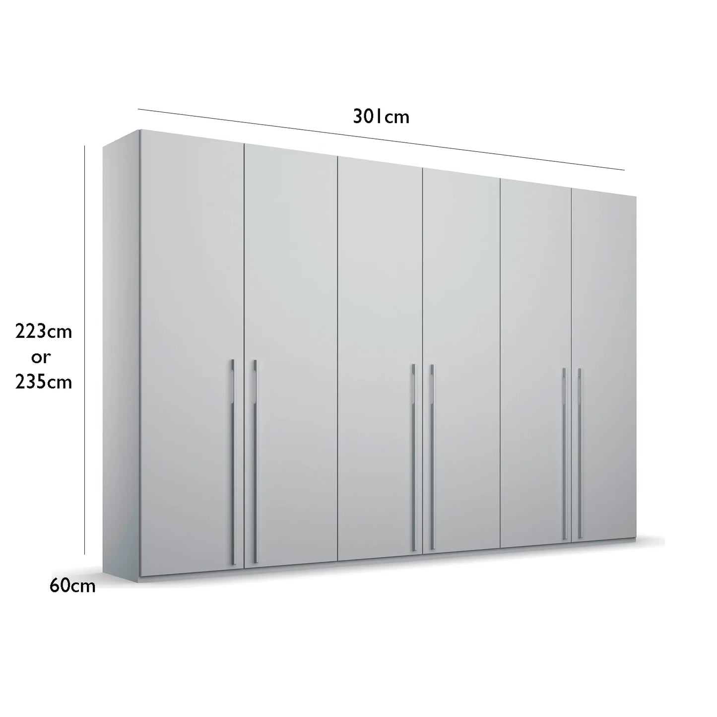 Rauch Kacey Pure Silk Grey 6 Door Large Wardrobe - Premium Interior 