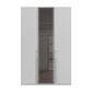 Straight view of Rauch Kacey Silk Grey  3 door wardrobe with dark grey glass centre door