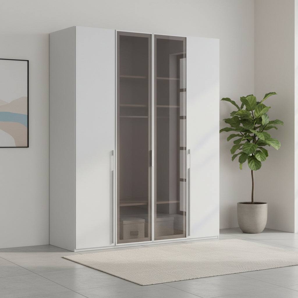 Rauch Kacey 201cm 4 Door Wardrobe 2 Transparent Glass Doors