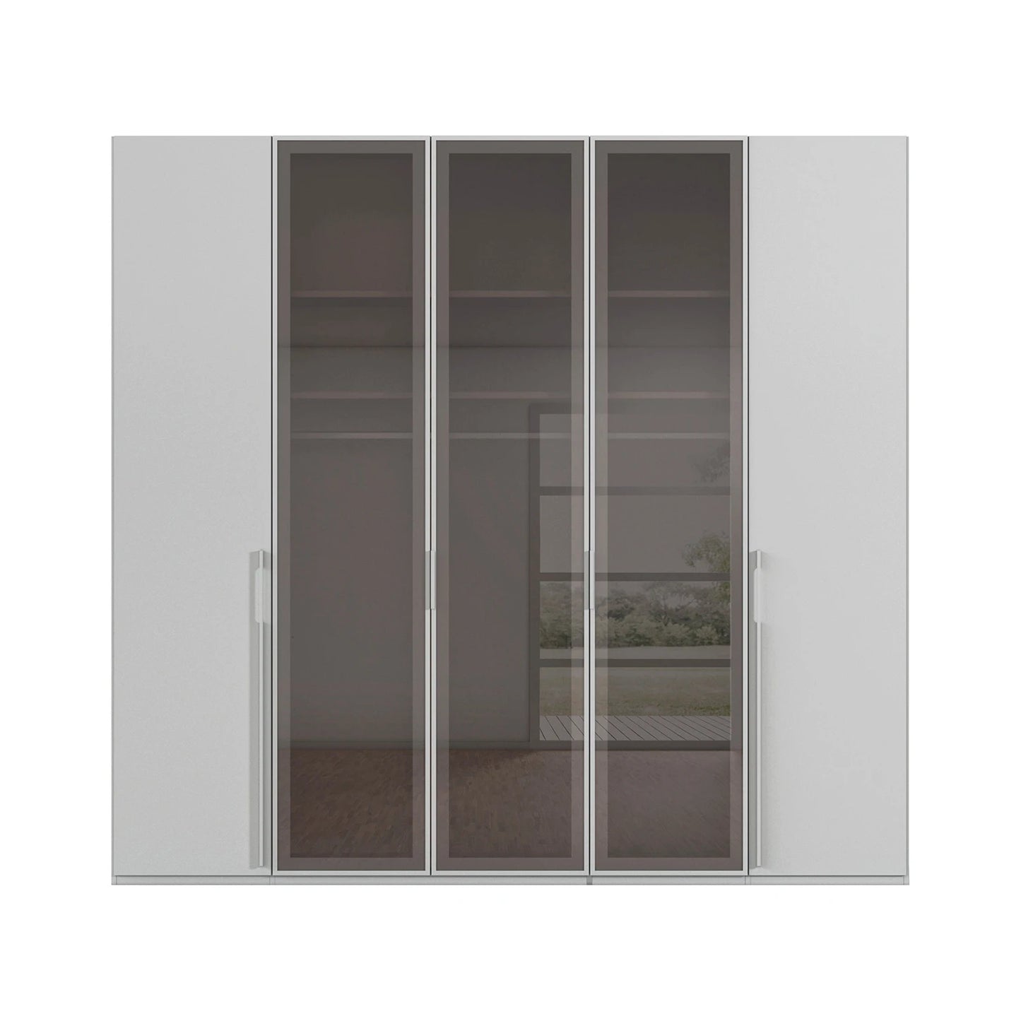 Kacey 251cm 5 Door Wardrobe 3 Glass Doors