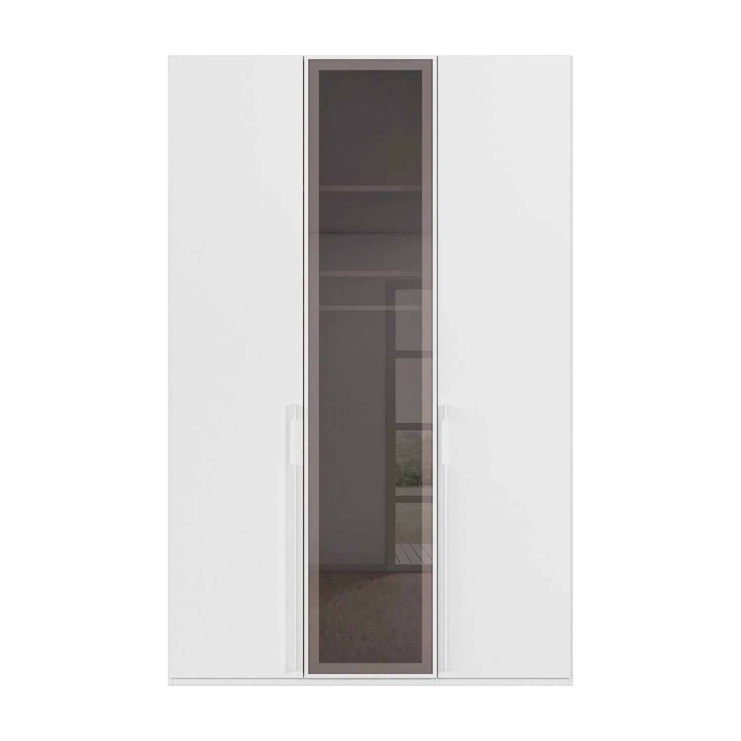 Rauch Kacey 151cm 3 door wardrobe with dark grey glass centre door Premium Quality