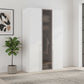 Rauch Kacey White 151cm 3 door wardrobe with dark grey glass centre door