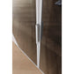 Close up of short handle on Glass door of Rauch Kacey 151cm 3 door wardrobe with dark grey glass centre door