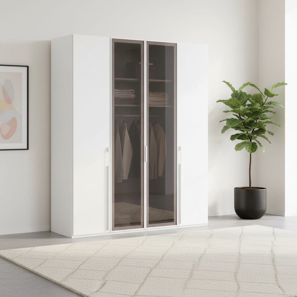Rauch Kacey 201cm 4 Door Wardrobe 2 Transparent Glass Doors