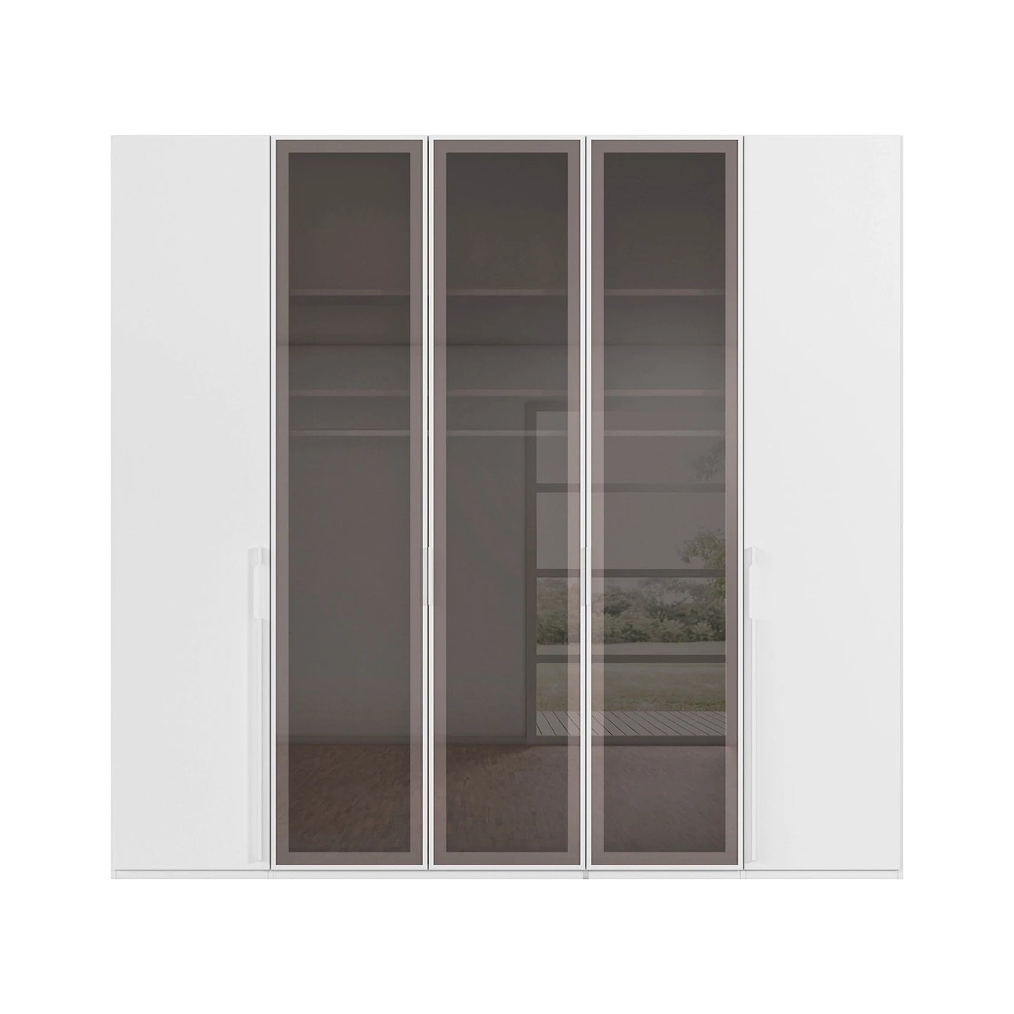 Kacey 251cm 5 Door Wardrobe 3 Glass Doors