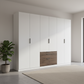 Rauch Kodi large six door wardrobe in White with three Atlantic Dark Oak drawer fronts