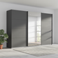 Large 271cm Wide Rauch Forms Décor Metallic Grey Sliding 3 Door Wardrobe with Mirror
