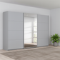 Large 271cm Wide Rauch Forms Décor Silk Grey Sliding 3 Door Wardrobe with Mirror
