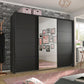 Large 271cm Wide Rauch Forms Décor Metallic Grey Sliding 3 Door Wardrobe with Mirror and Passepartout Frame