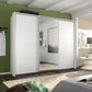 Rauch Forms three door sliding wardrobe Width 271cm  in matt white décor with a mirrored centre door and Passepartout Frame
