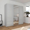German-made Rauch Forms 3 door sliding wardrobe with silk grey tempered glass fronts and a mirrored centre door. 203cm or 271cm. Free delivery.
