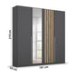 Rauch Lamela Hinged Door Wardrobe With Mirror in Metallic Grey Dimensions