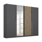 Rauch Lamela 226cm Hinged Door Wardrobe With Mirror in Metallic Grey
