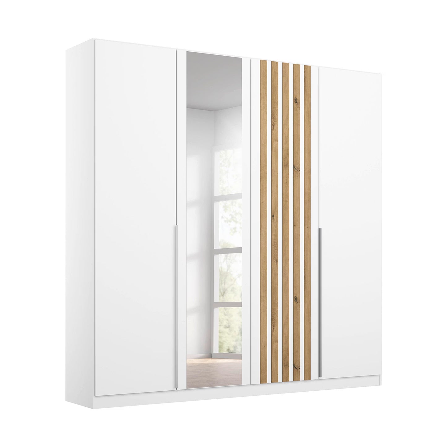 Rauch Lamela Hinged Door Wardrobe With Mirror in Alpine White