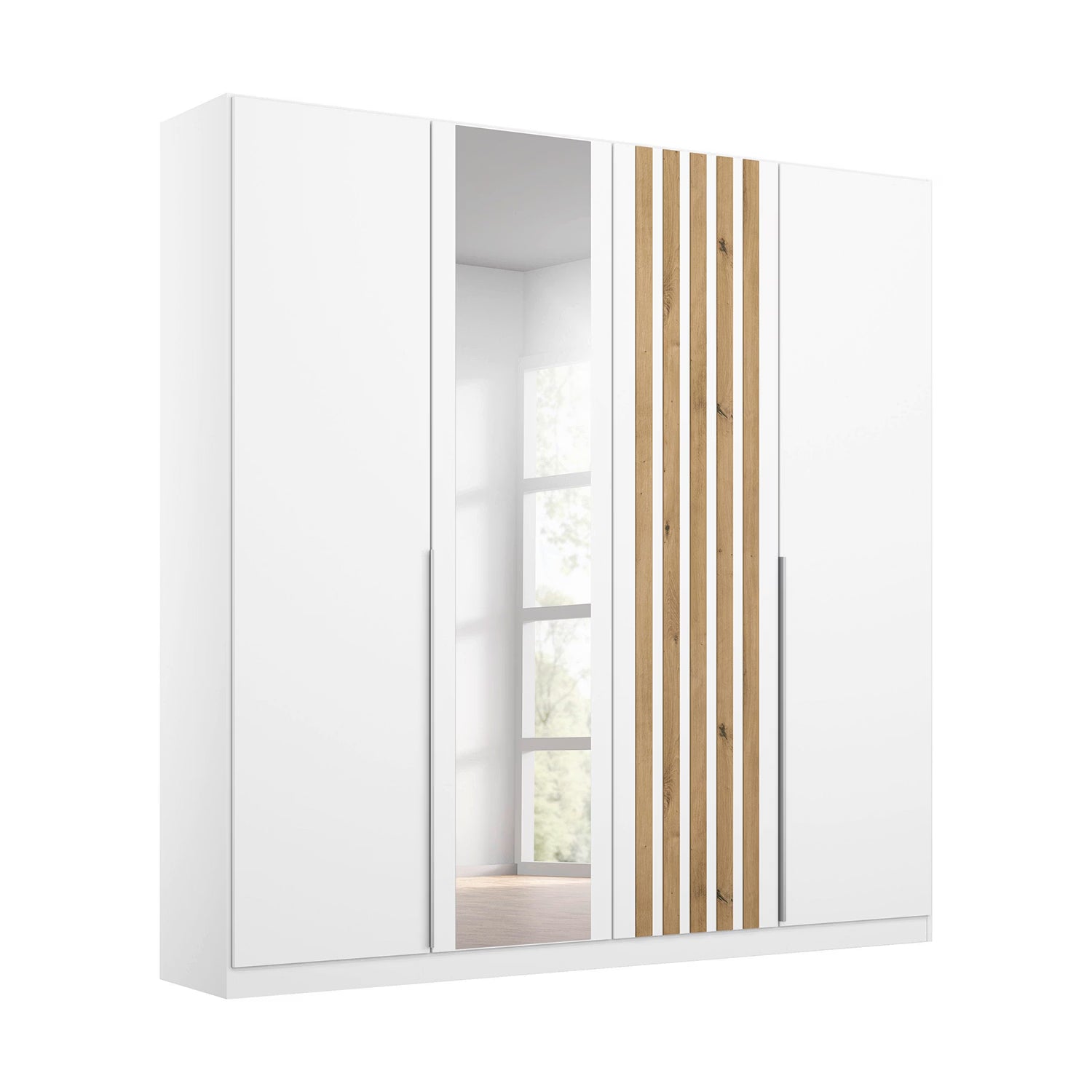 Rauch Lamela Hinged Door Wardrobe With Mirror in Alpine White