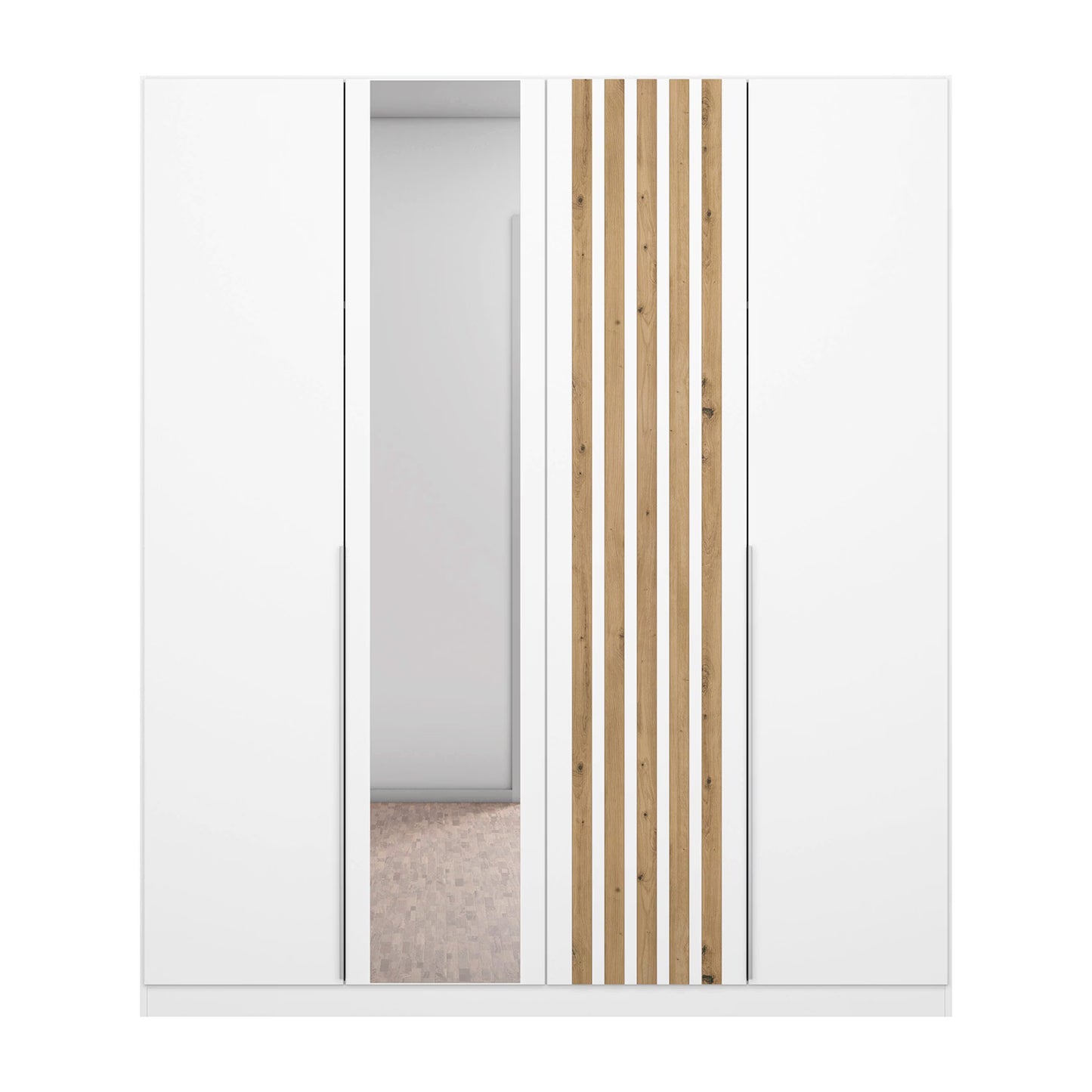 Rauch Lamela Hinged Door Wardrobe With Mirror in Alpine White Front view