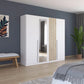 Rauch Lamela Hinged Door Wardrobe With Mirror in Alpine White styled in a bedroom