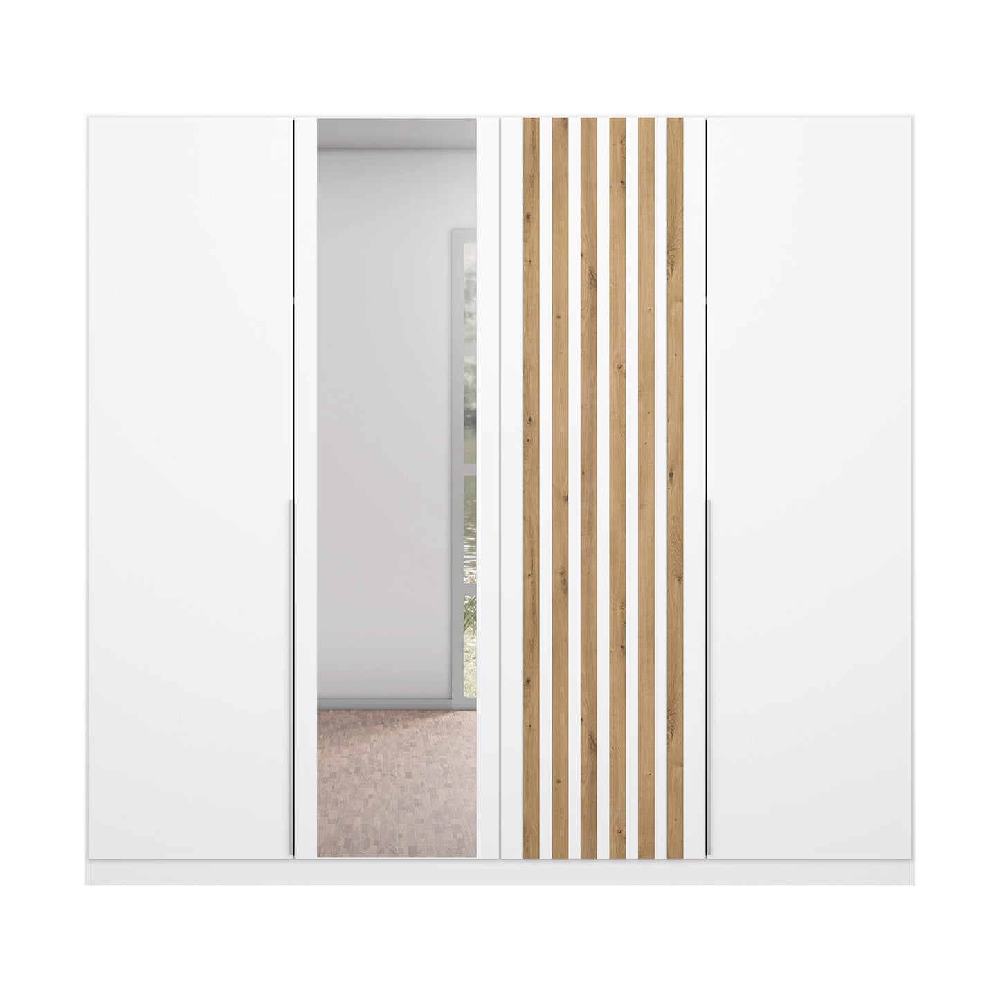 Rauch Lamela 226cm Hinged Door Wardrobe With Mirror in Alpine White Front view