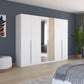 Rauch Lamela 271cm Hinged Door Wardrobe With Mirror in Alpine White styled in a bedroom