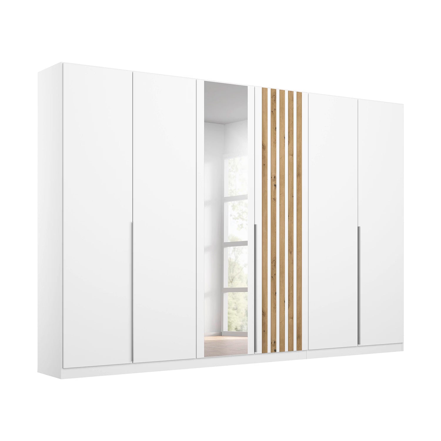Rauch Lamela 271cm Hinged Door Wardrobe With Mirror in Alpine White