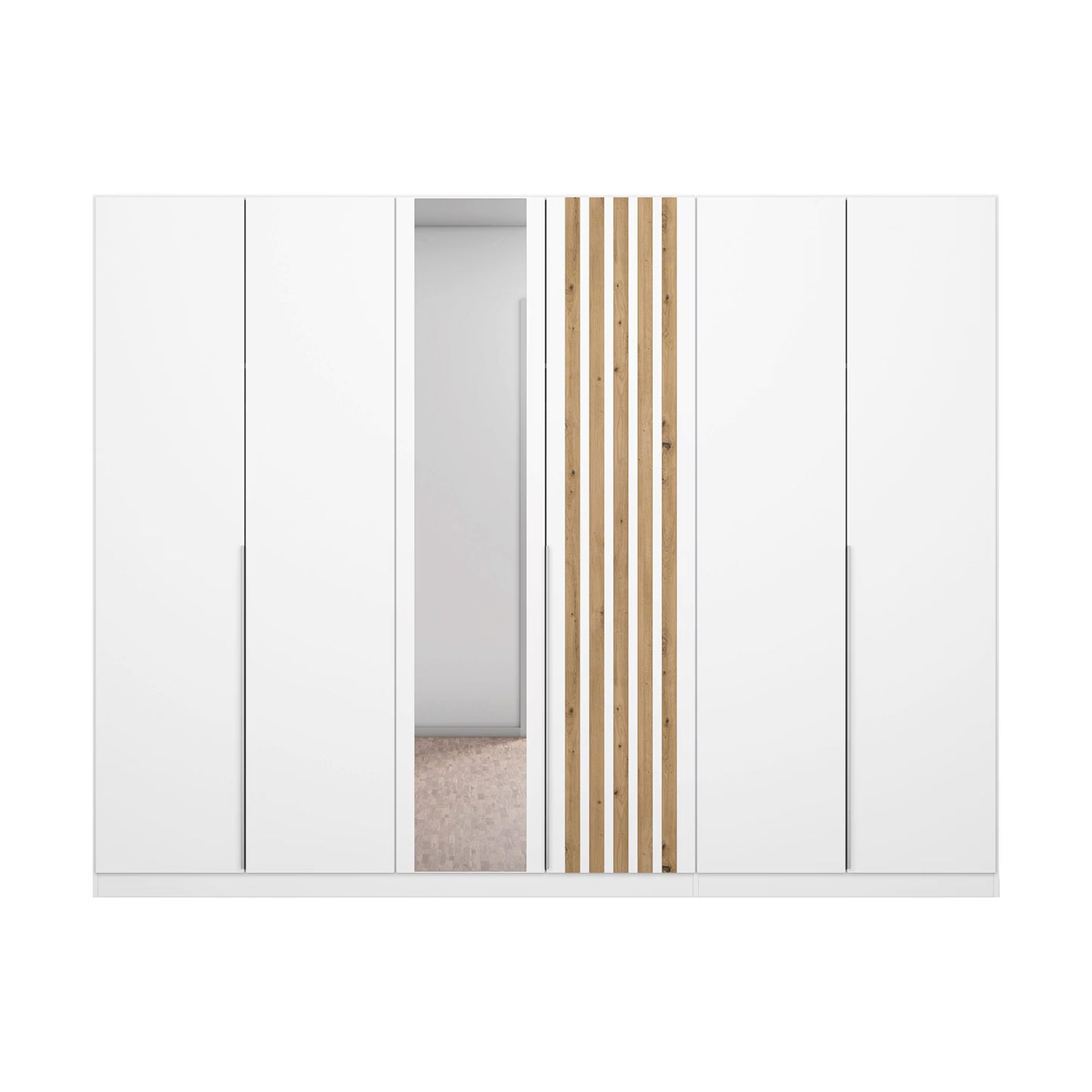 Rauch Lamela 271cm Hinged Door Wardrobe With Mirror in Alpine White Front view
