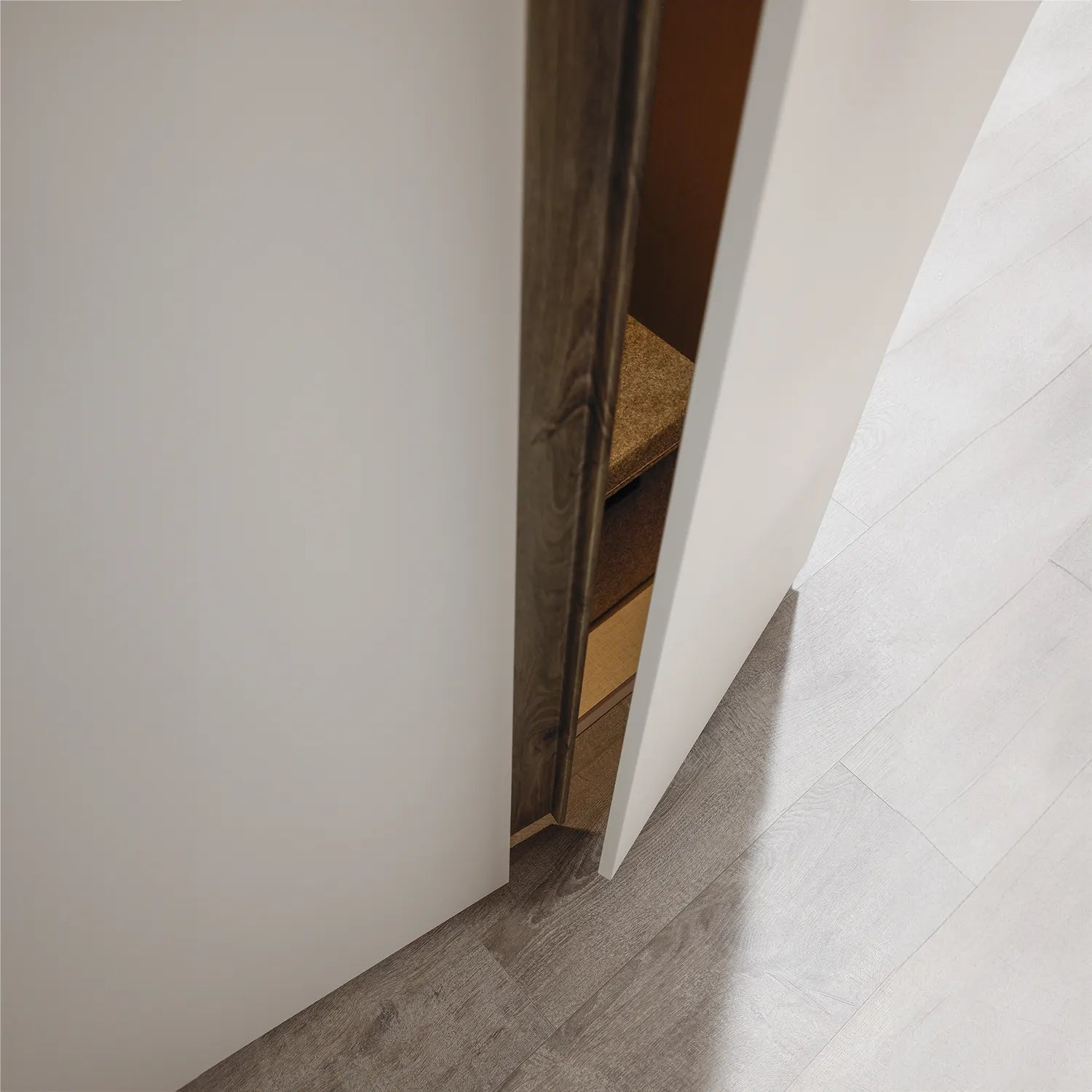 Larisa Graphite & Atlantic Oak Hinged 4 Door Wardrobe - Oak Strip on Doot