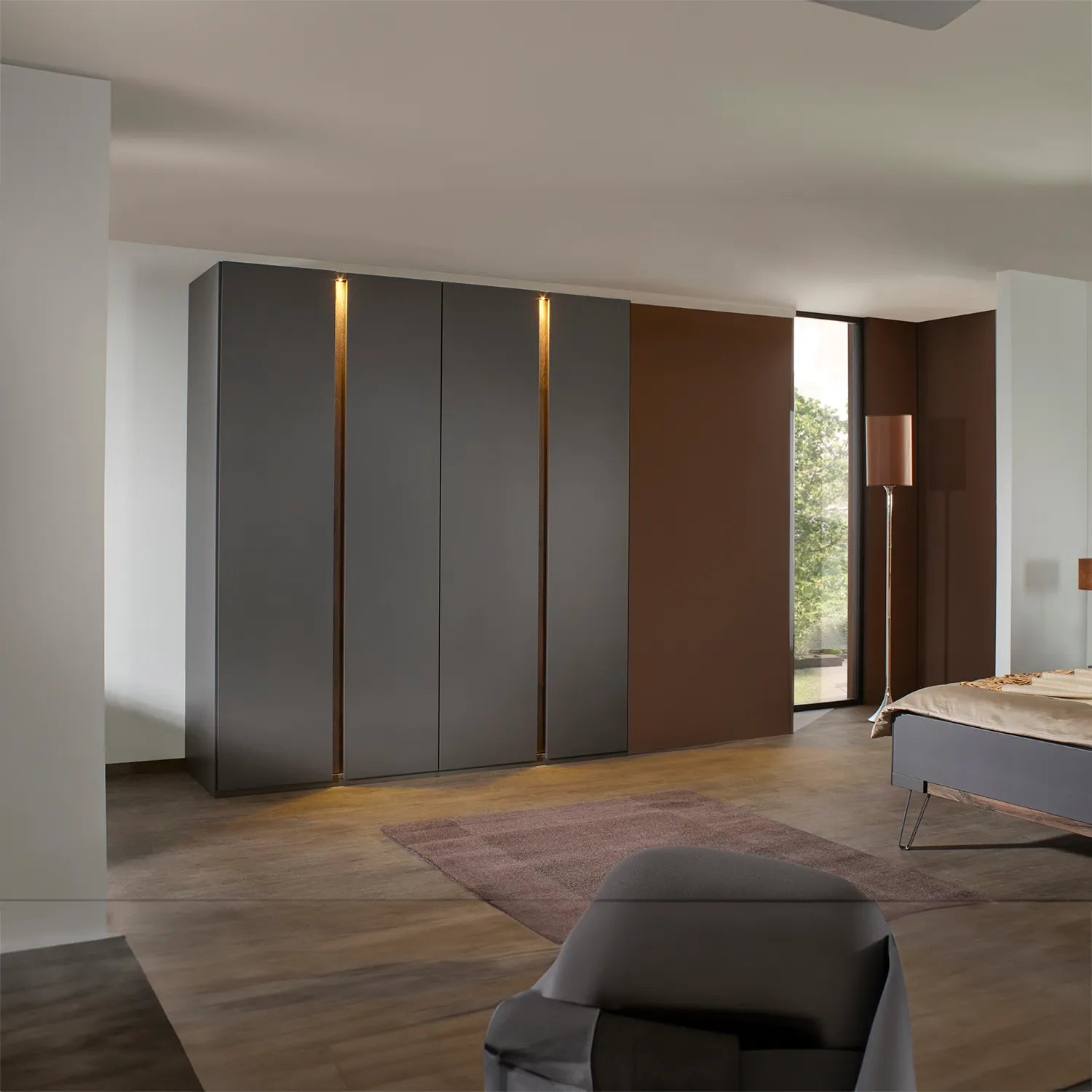 4 Door 201cm Wardrobe Larisa Styled in a Bedroom