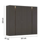 Rauch Larisa Graphite & Atlantic Oak 5 Door Hinged Wardrobe with dimensions indicated on a white background