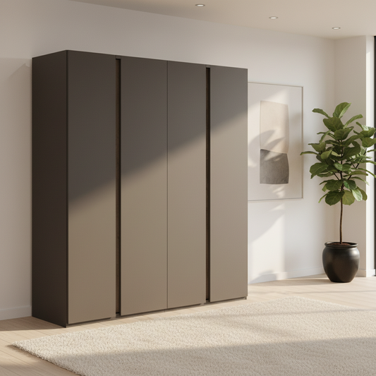 Rauch Larisa Graphite & Atlantic Oak 4 Door Wardrobe With 201 Height 223cm