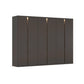 Large W300cm Rauch Larisa large six door hinged wardrobe in graphite with Atlantic Dark Oak panels between the doors