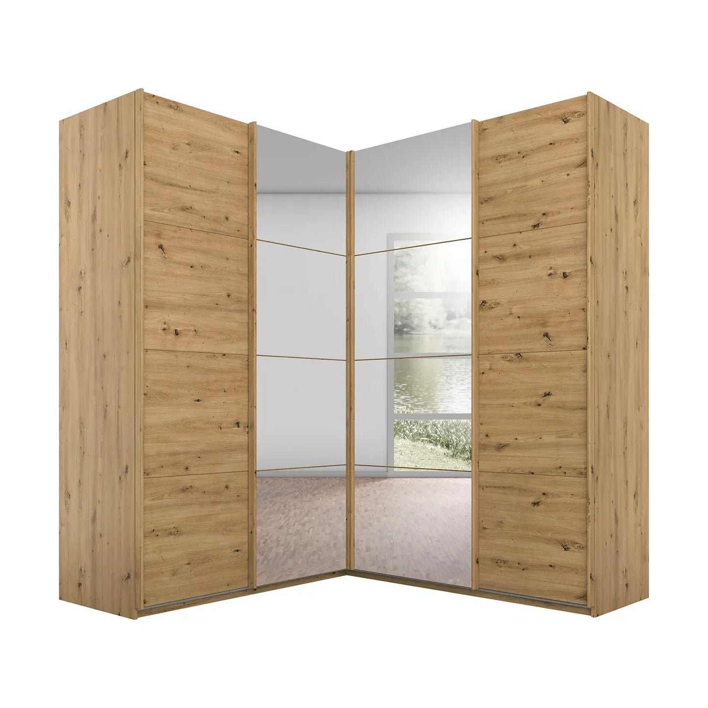 Rauch Lema 4 Door Sliding Corner Wardrobe - Artisan Oak