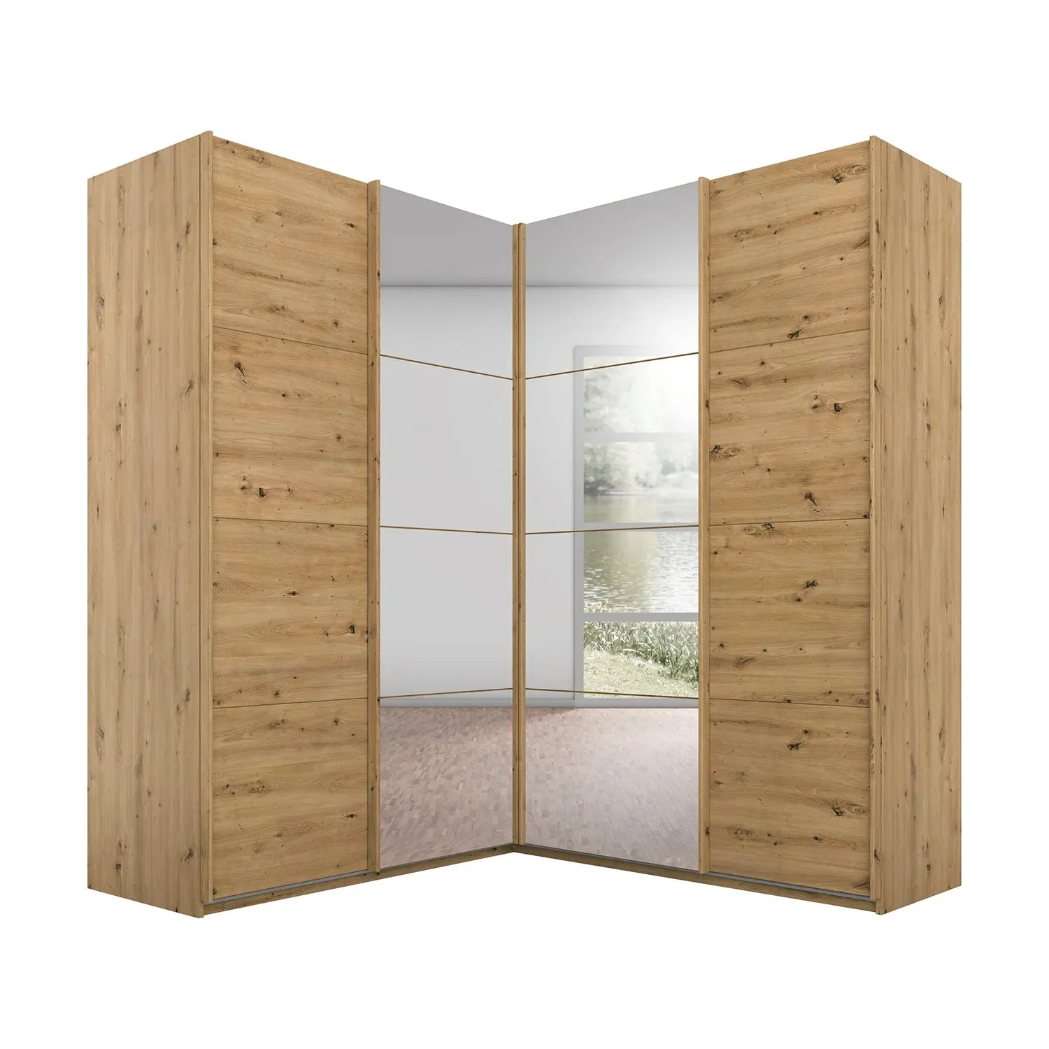 Rauch Lema 4 Door Sliding Corner Wardrobe - Artisan Oak